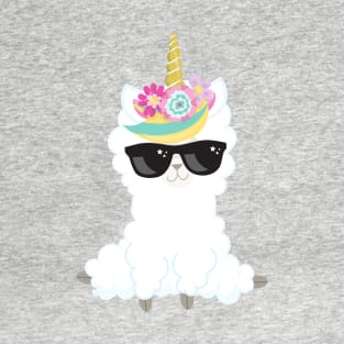 Unicorn Llama, Llama With Sunglasses, Little Llama T-Shirt